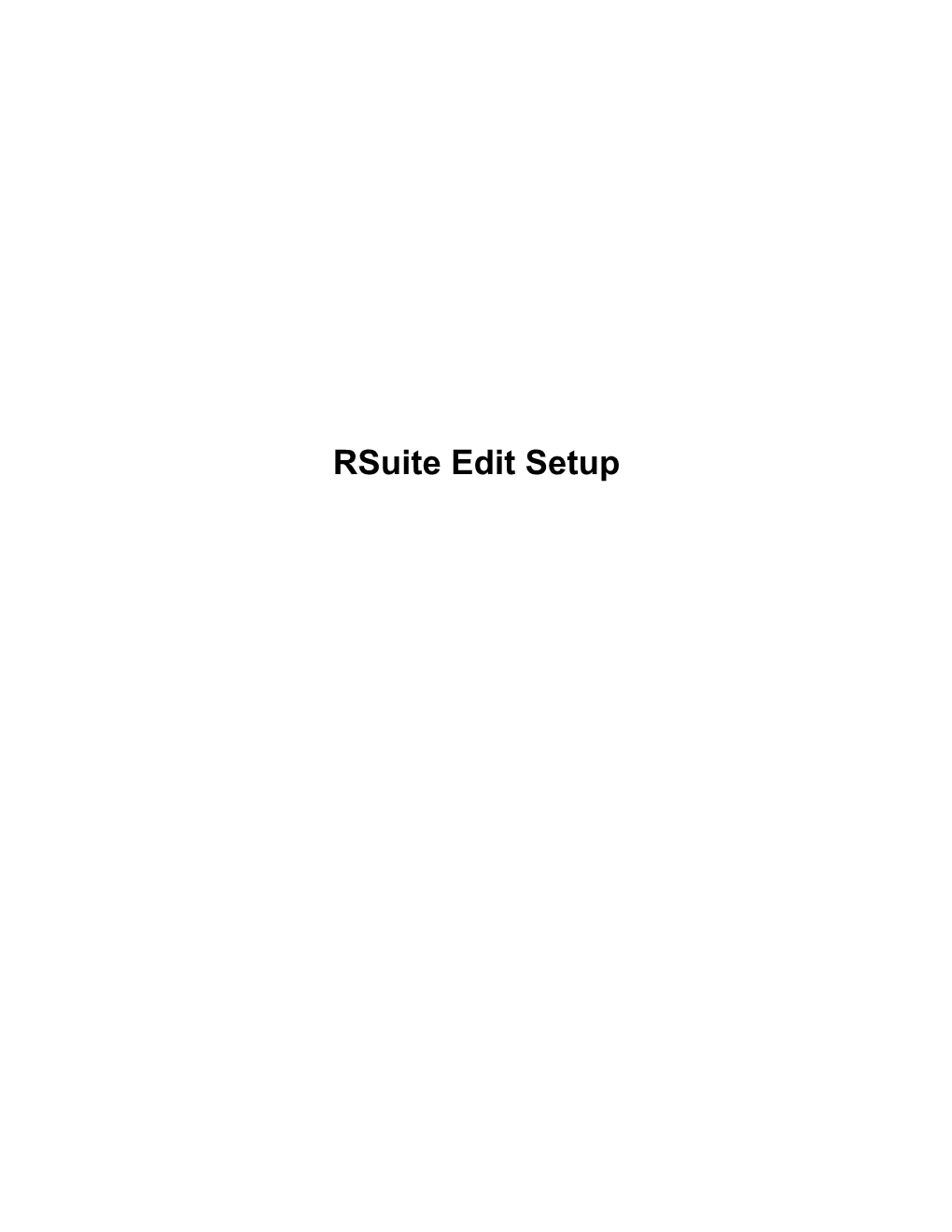 Rsuite Edit Setup