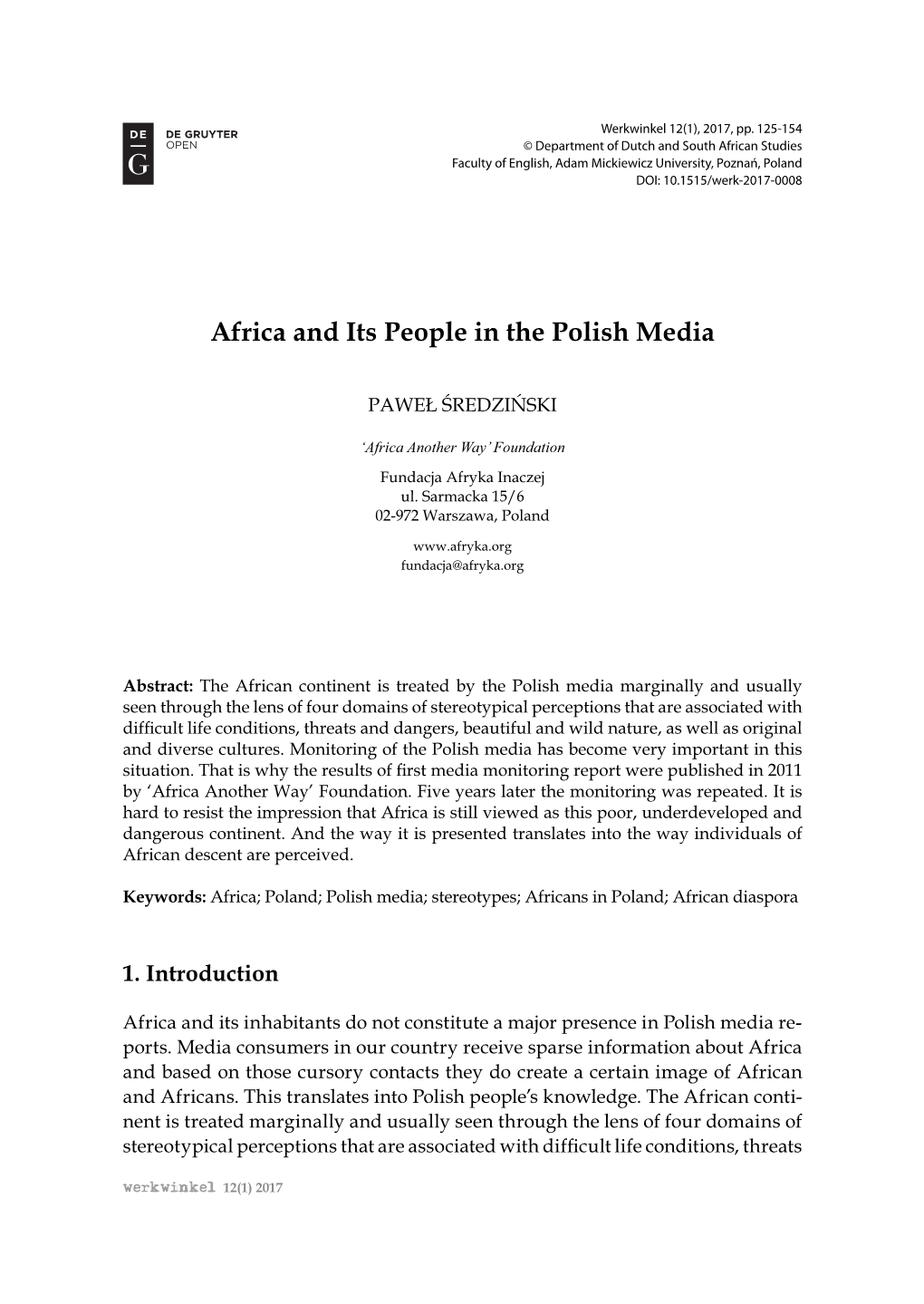 Africa and Its People in the Polish Media
