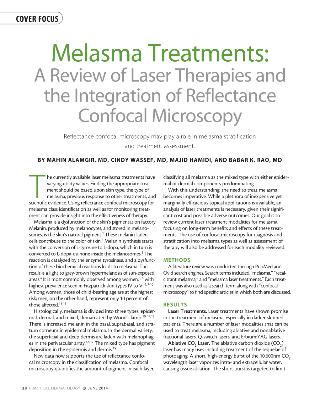 Melasma Treatments: a Review of Laser Therapies and the Integration of Reflectance Confocal Microscopy