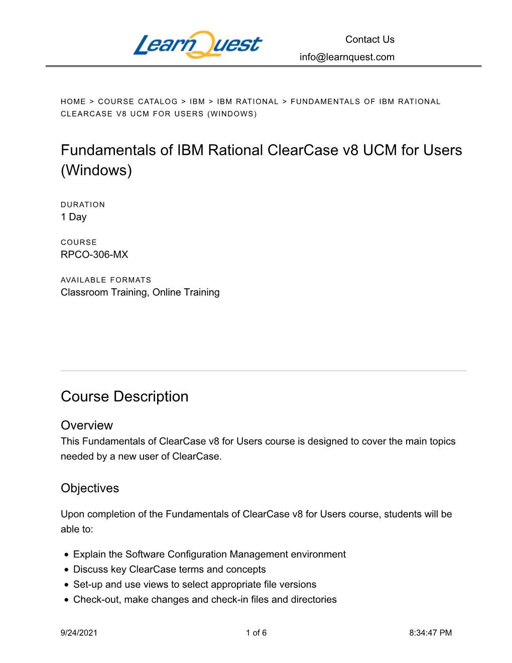 Fundamentals of Ibm Rational Clearcase V8 Ucm for Users (Windows)