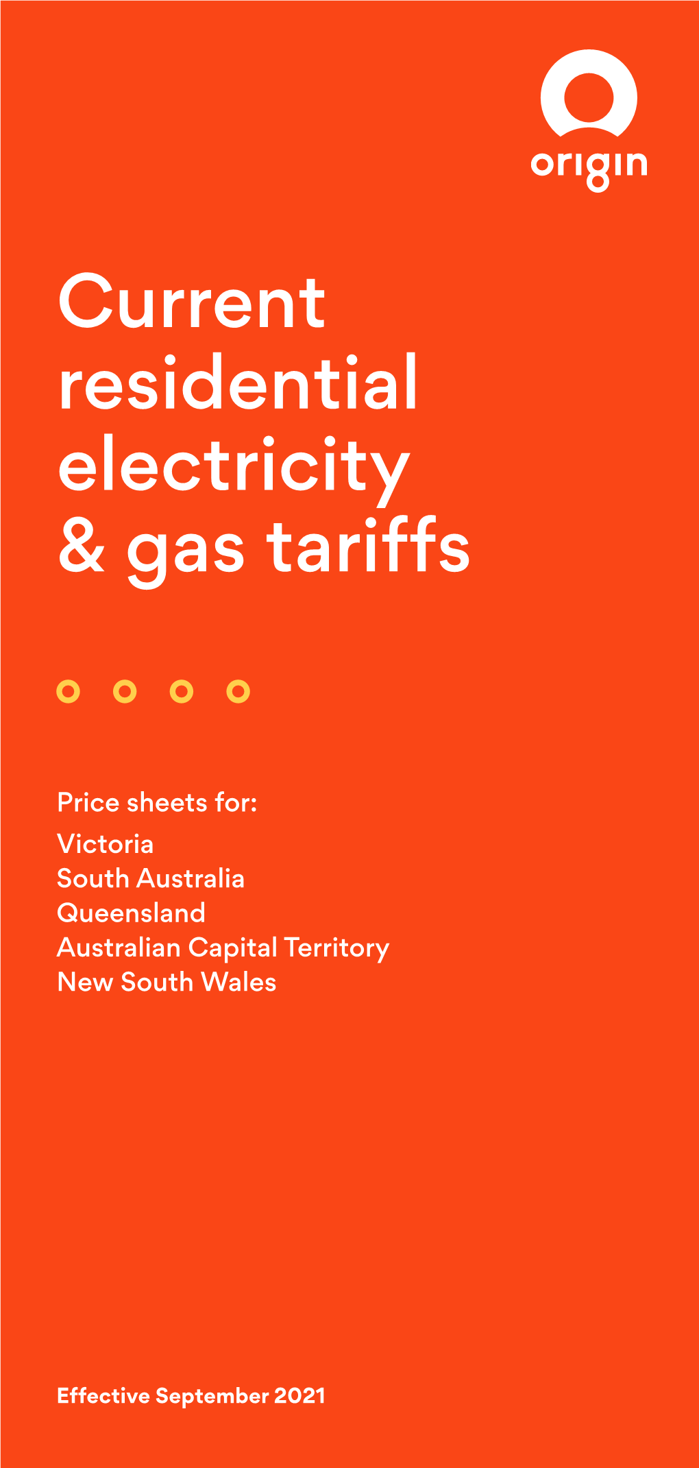 Current Residential Electricity & Gas Tariffs