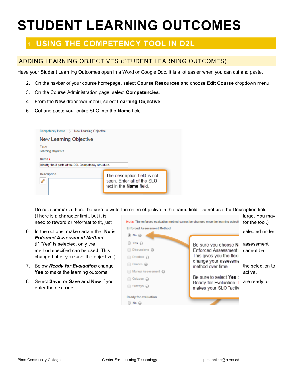 Using the Competency Tool in D2L