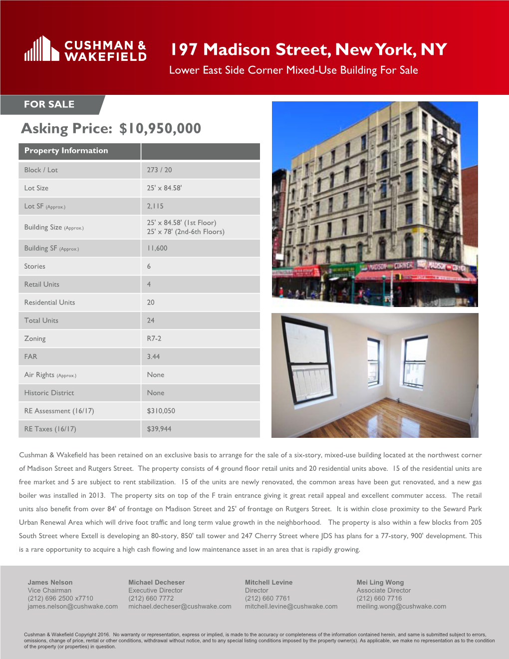 197 Madison Street, New York, NY Lower East Side Corner Mixed-Use Building for Sale