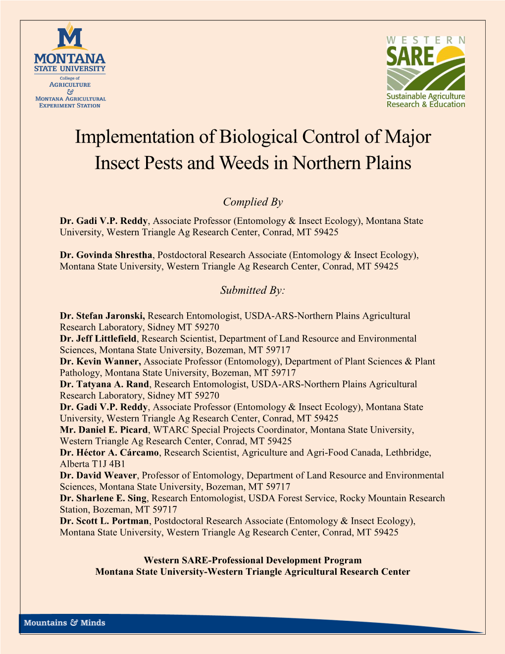 Implementation of Biological Control of Major Insect Pests and Weeds in Northern Plains