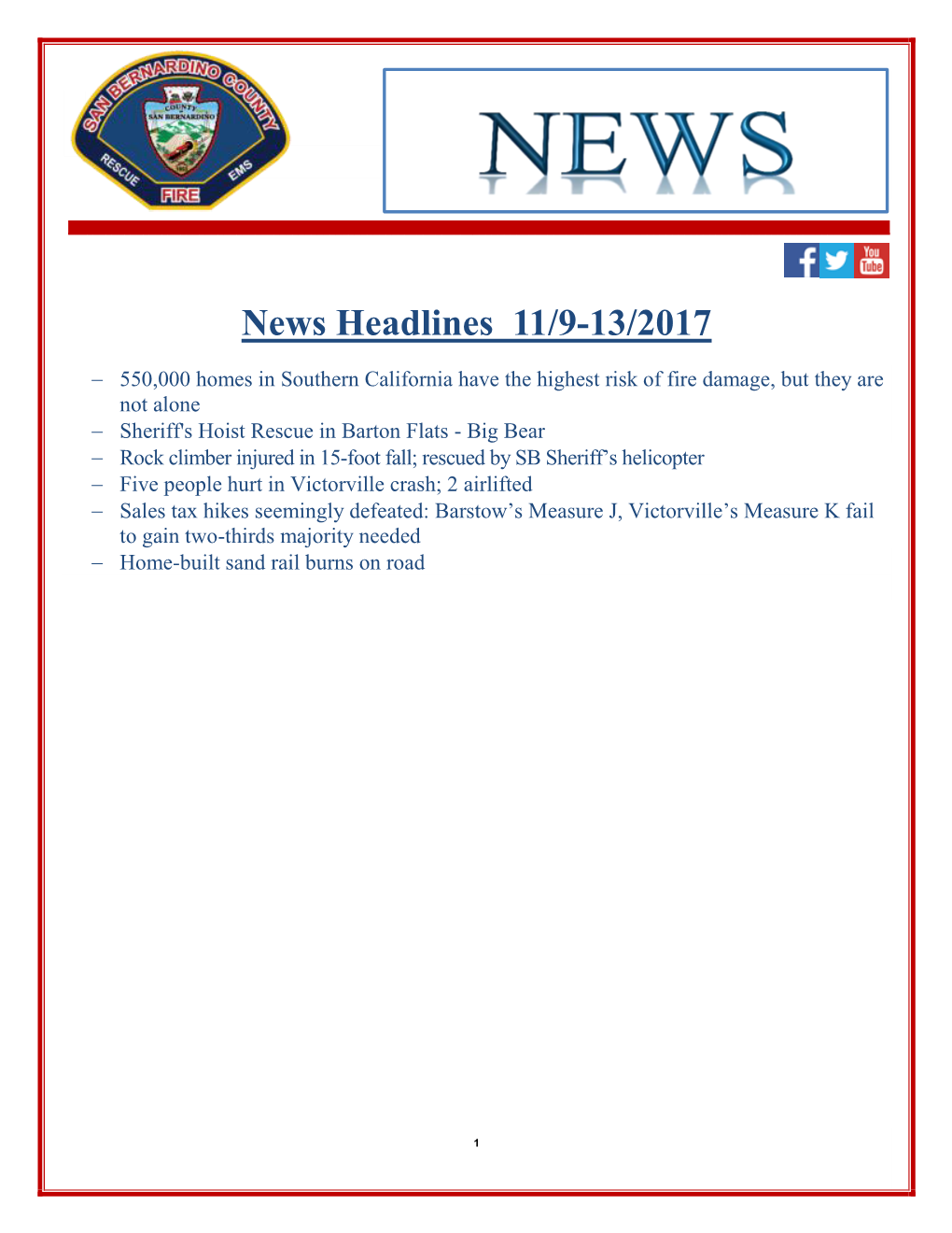 News Headlines 11/9-13/2017