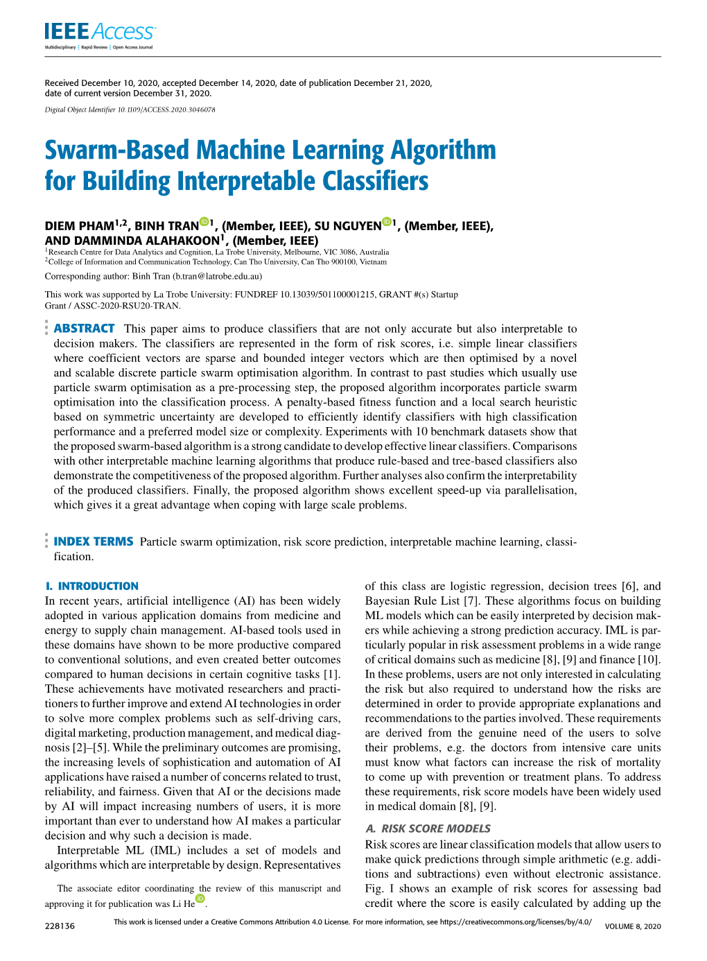 Swarm-Based Machine Learning Algorithm for Building Interpretable Classifiers