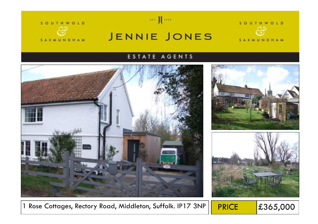 £365,000 1 Rose Cottages, Rectory Road, Middleton, Middleton Village Has Its Own Pub, Farm Saxmundham, Suffolk