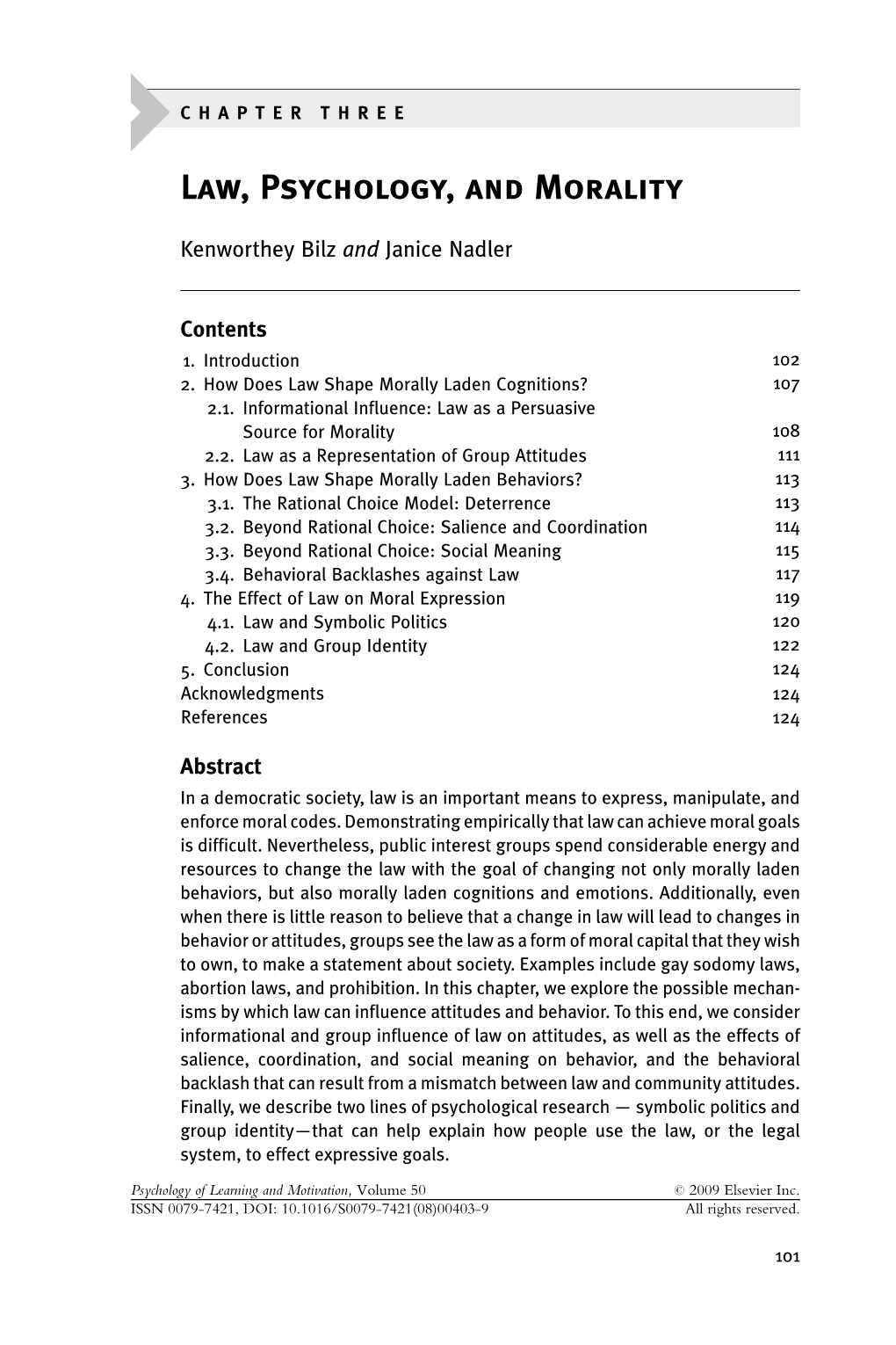 Chapter 3 Law, Psychology, and Morality