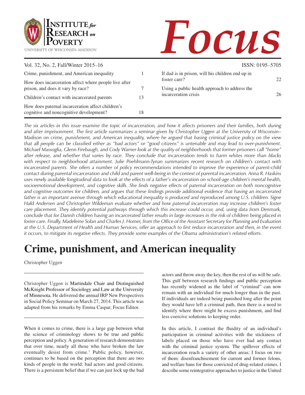 Crime, Punishment, and American Inequality