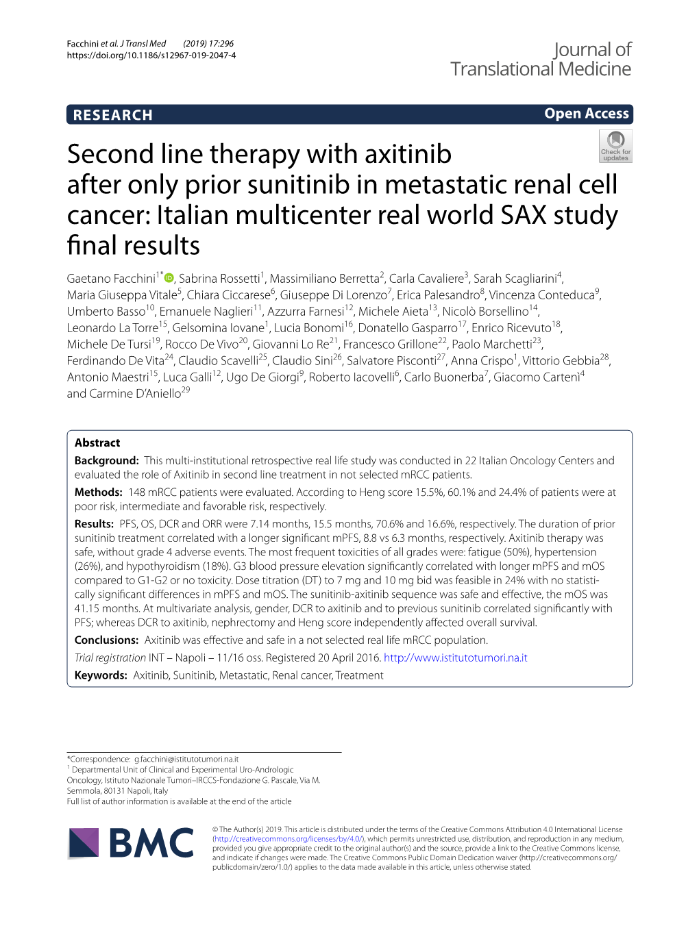 Second Line Therapy with Axitinib After