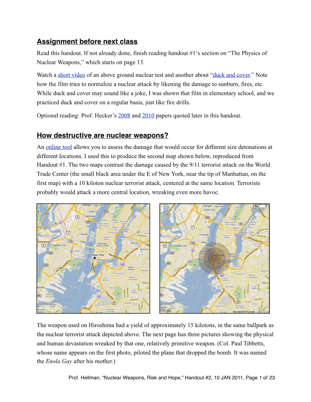 Assignment Before Next Class How Destructive Are Nuclear Weapons?