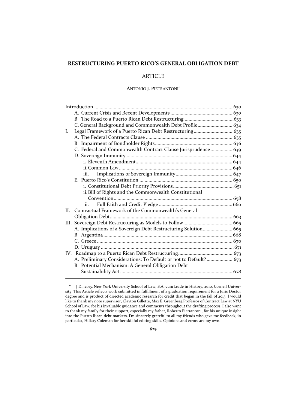 Restructuring Puerto Rico's General Obligation Debt Article