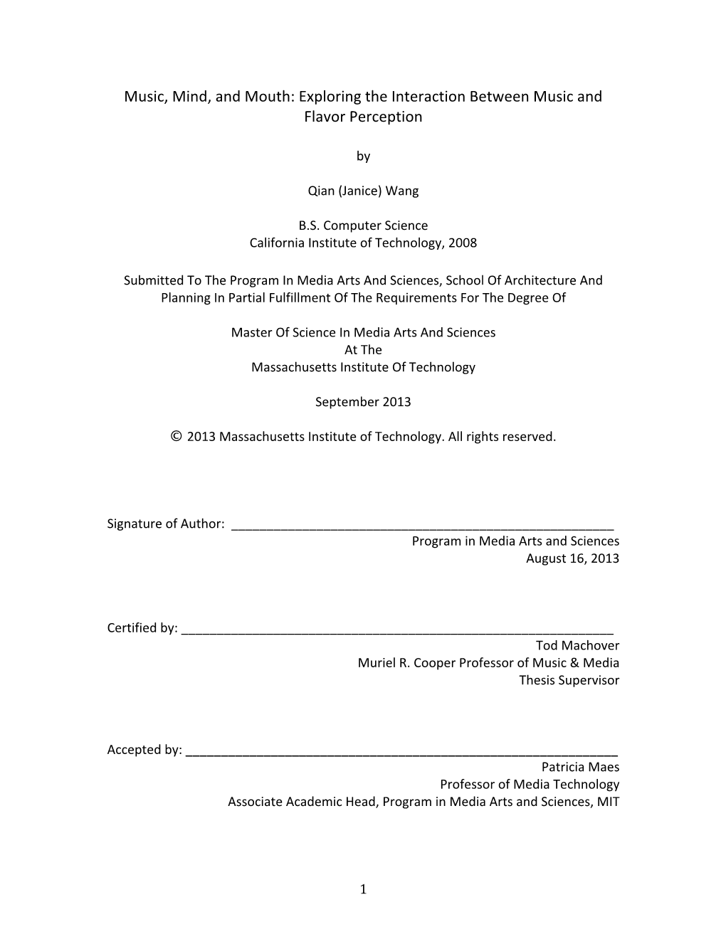 Music, Mind, and Mouth: Exploring the Interaction Between Music and Flavor Perception