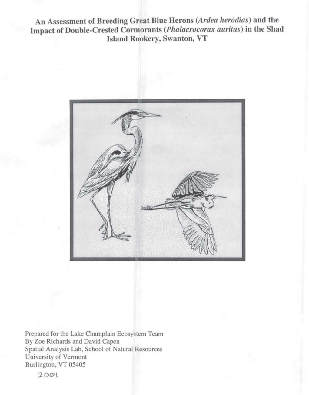 An Assessment of Breeding Great Blue Herons (Ardea Herijdias)