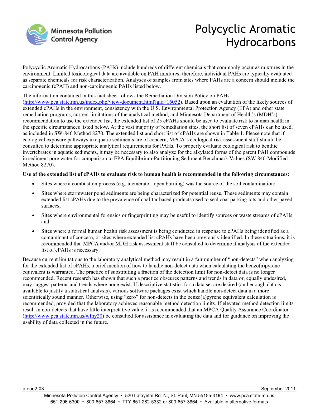 Polycyclic Aromatic Hydrocarbons