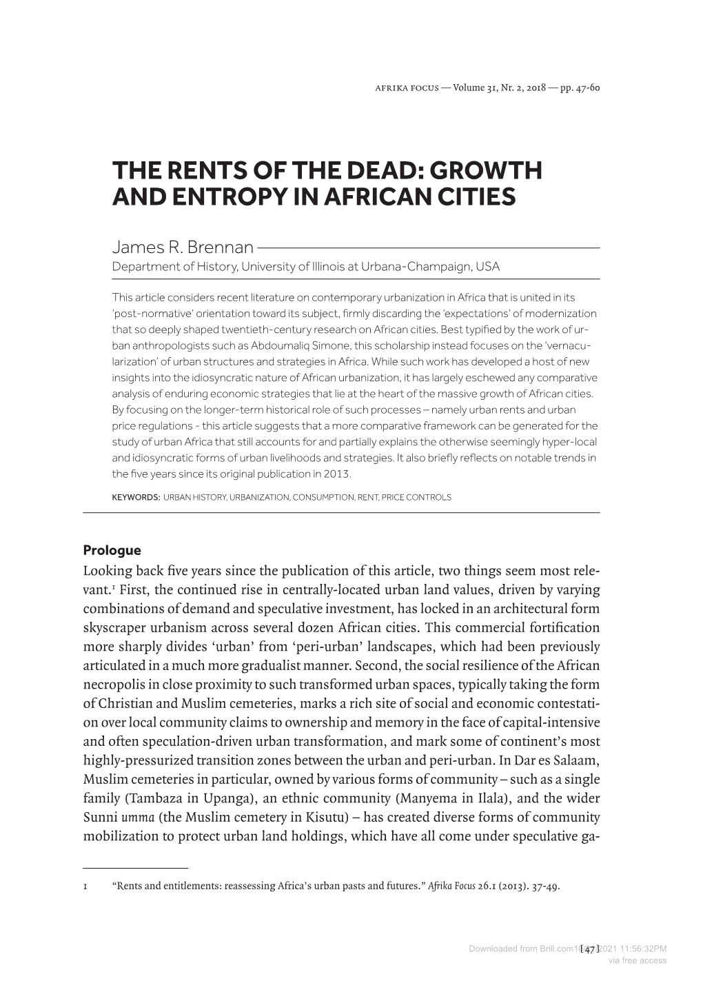The Rents of the Dead: Growth and Entropy in African Cities