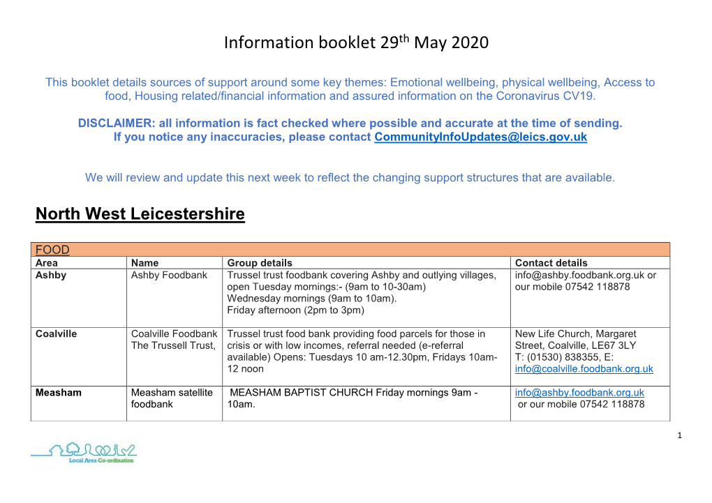 Information Booklet 29Th May 2020
