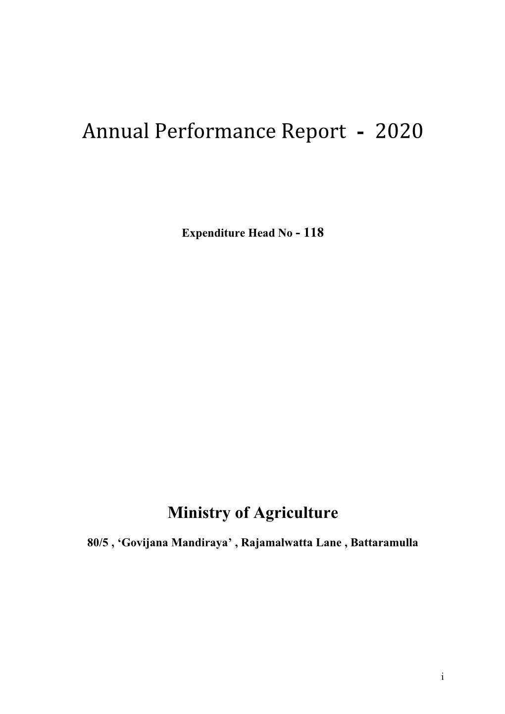 Annual Performance Report - 2020