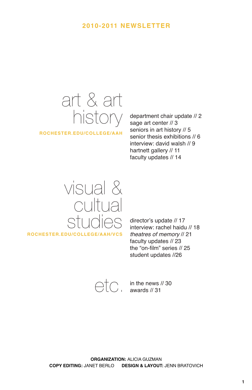 Art & Art History Visual & Cultual Studies Etc