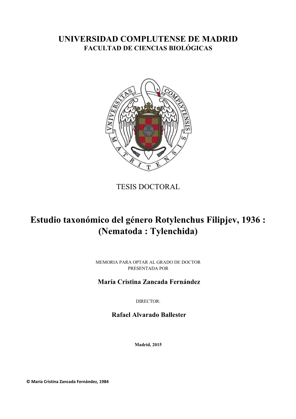 Estudio Taxonómico Del Género Rotylenchus Filipjev, 1936 : (Nematoda : Tylenchida)