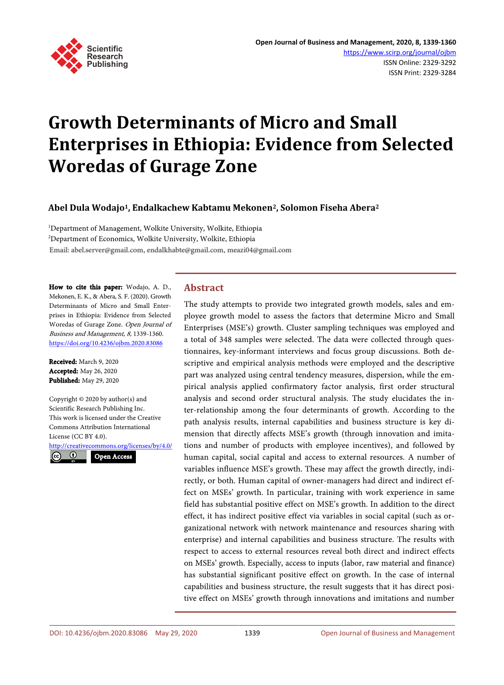 Evidence from Selected Woredas of Gurage Zone