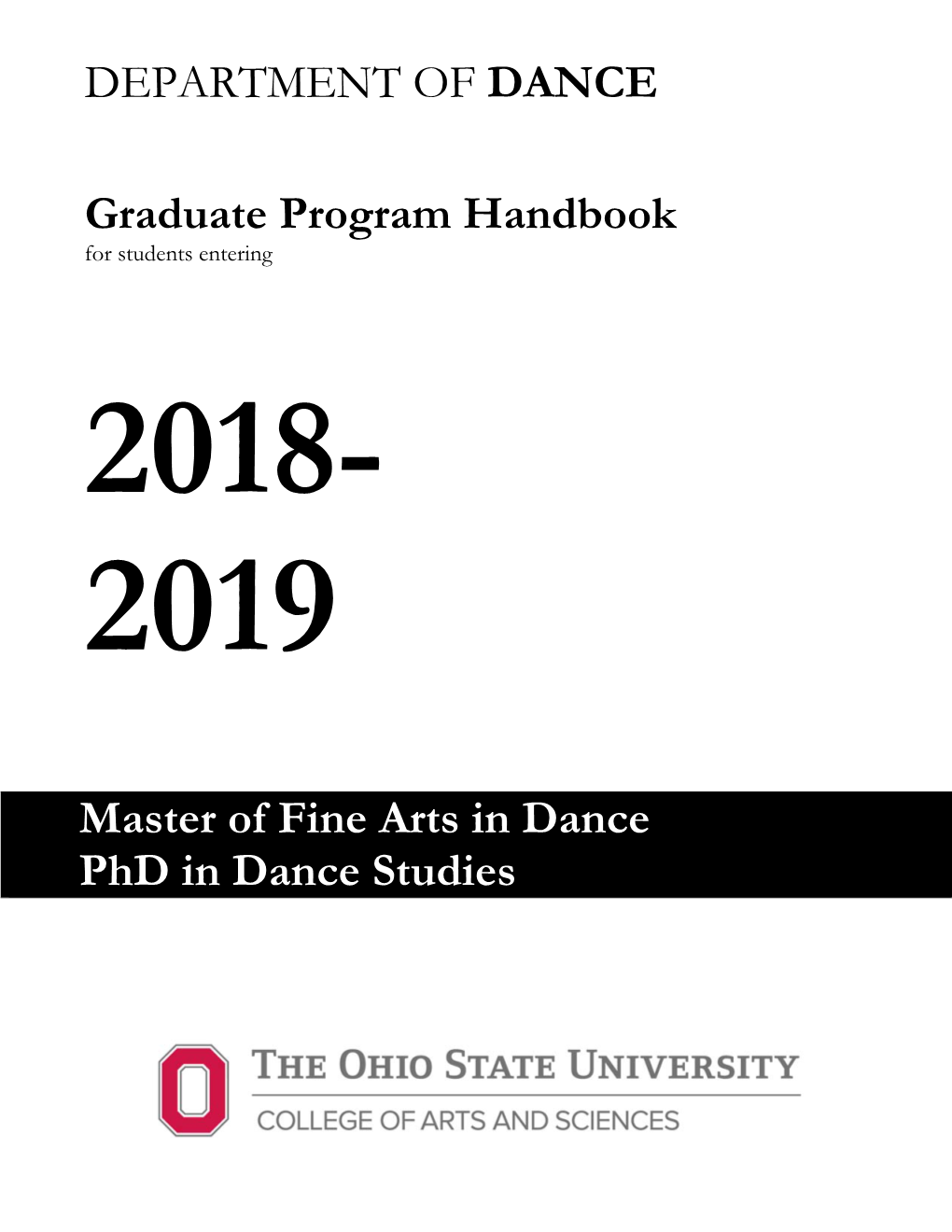 DEPARTMENT of DANCE Graduate Program Handbook Master of Fine