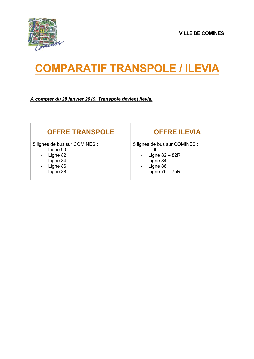 Comparatif Transpole / Ilevia