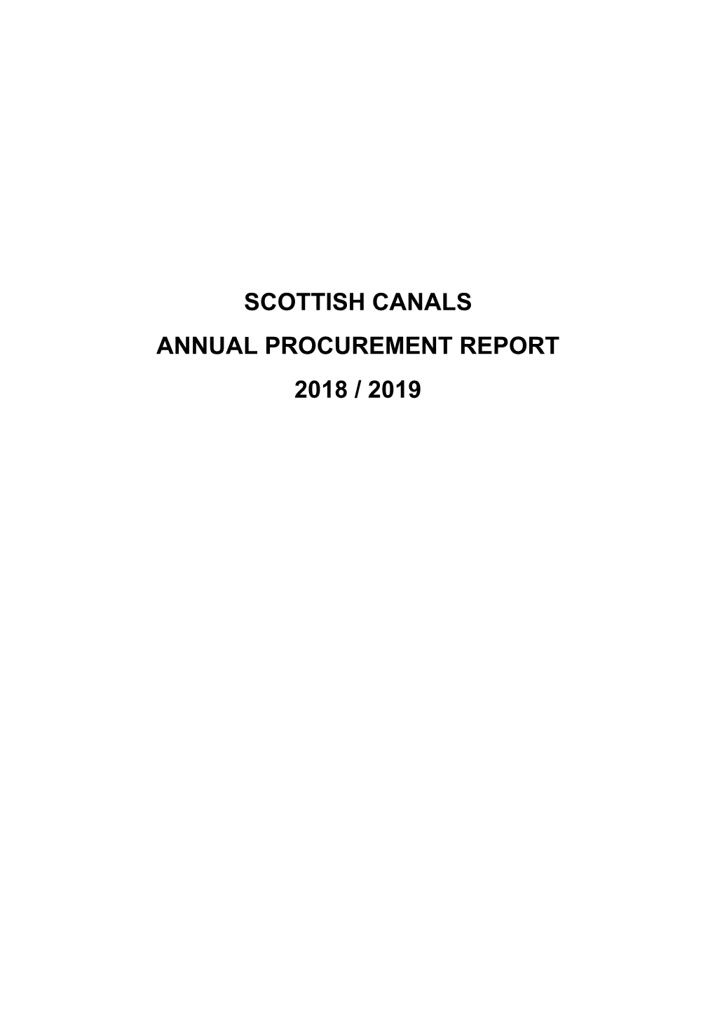 Scottish Canals Annual Procurement Report 2018 / 2019