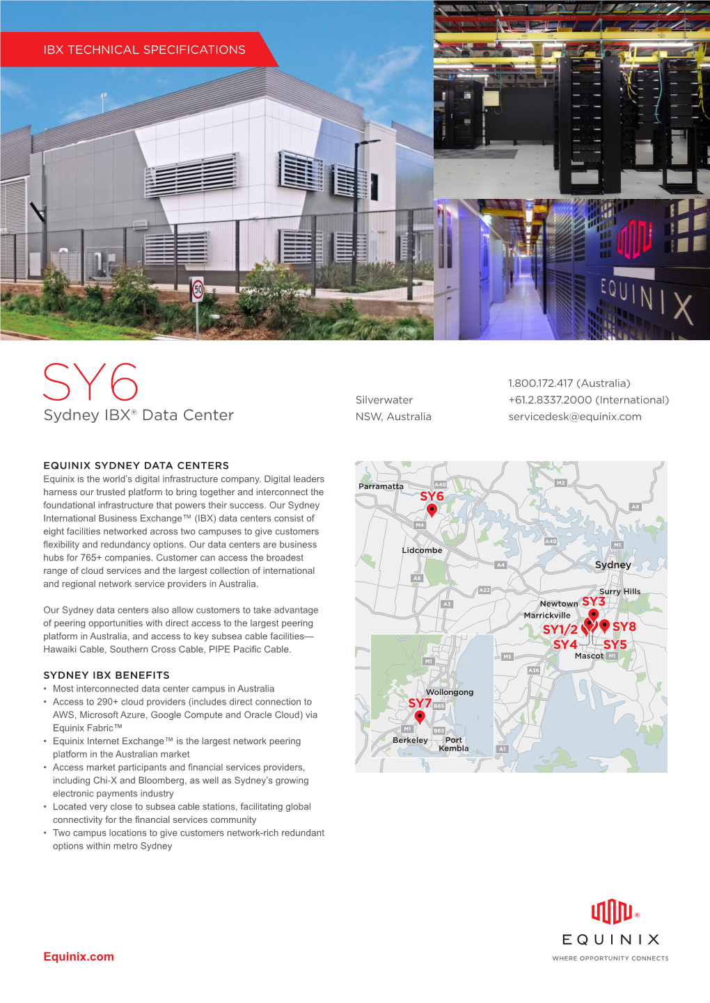 Sydney IBX® Data Center NSW, Australia Servicedesk@Equinix.Com