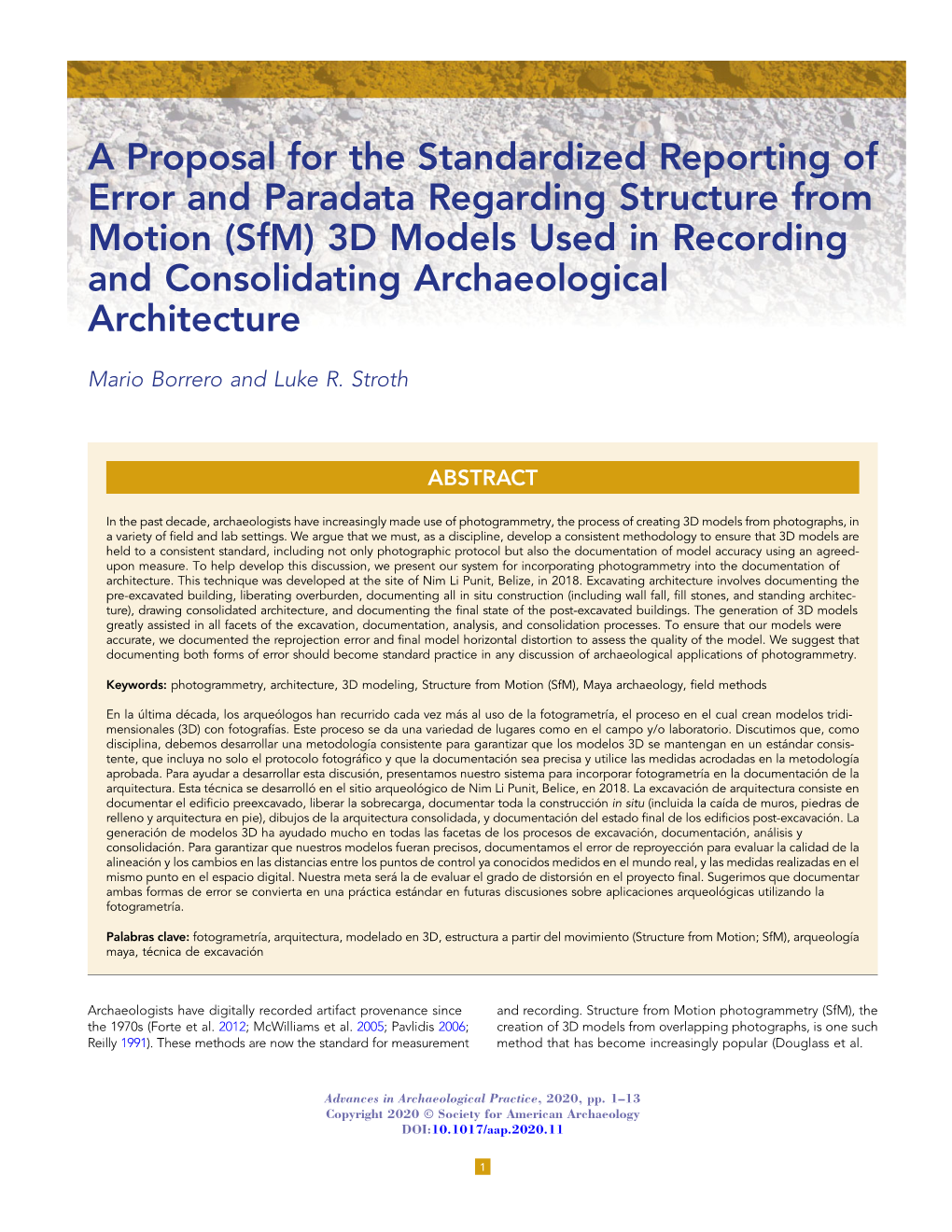 (Sfm) 3D Models Used in Recording and Consolidating Archaeological Architecture