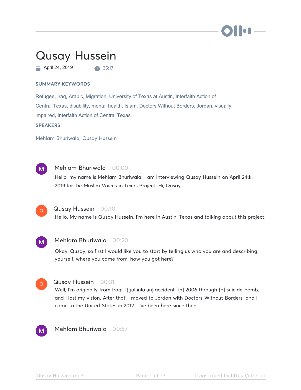 Qusay Hussein April 24, 2019 35:17