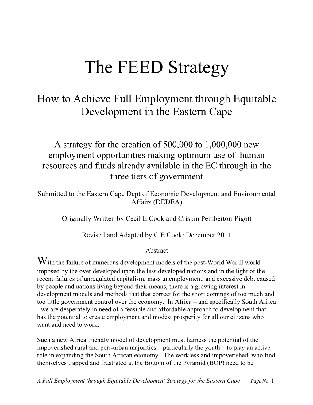 How to Achieve Full Employment Through Equitable Development in the Eastern Cape