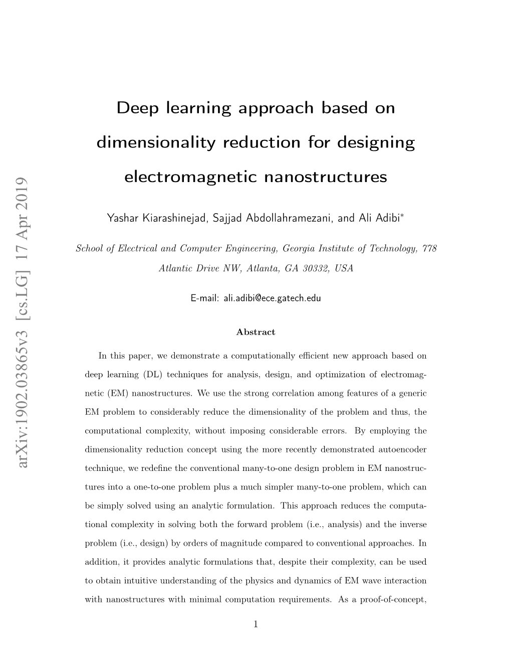 Deep Learning Approach Based on Dimensionality Reduction for Designing Electromagnetic Nanostructures