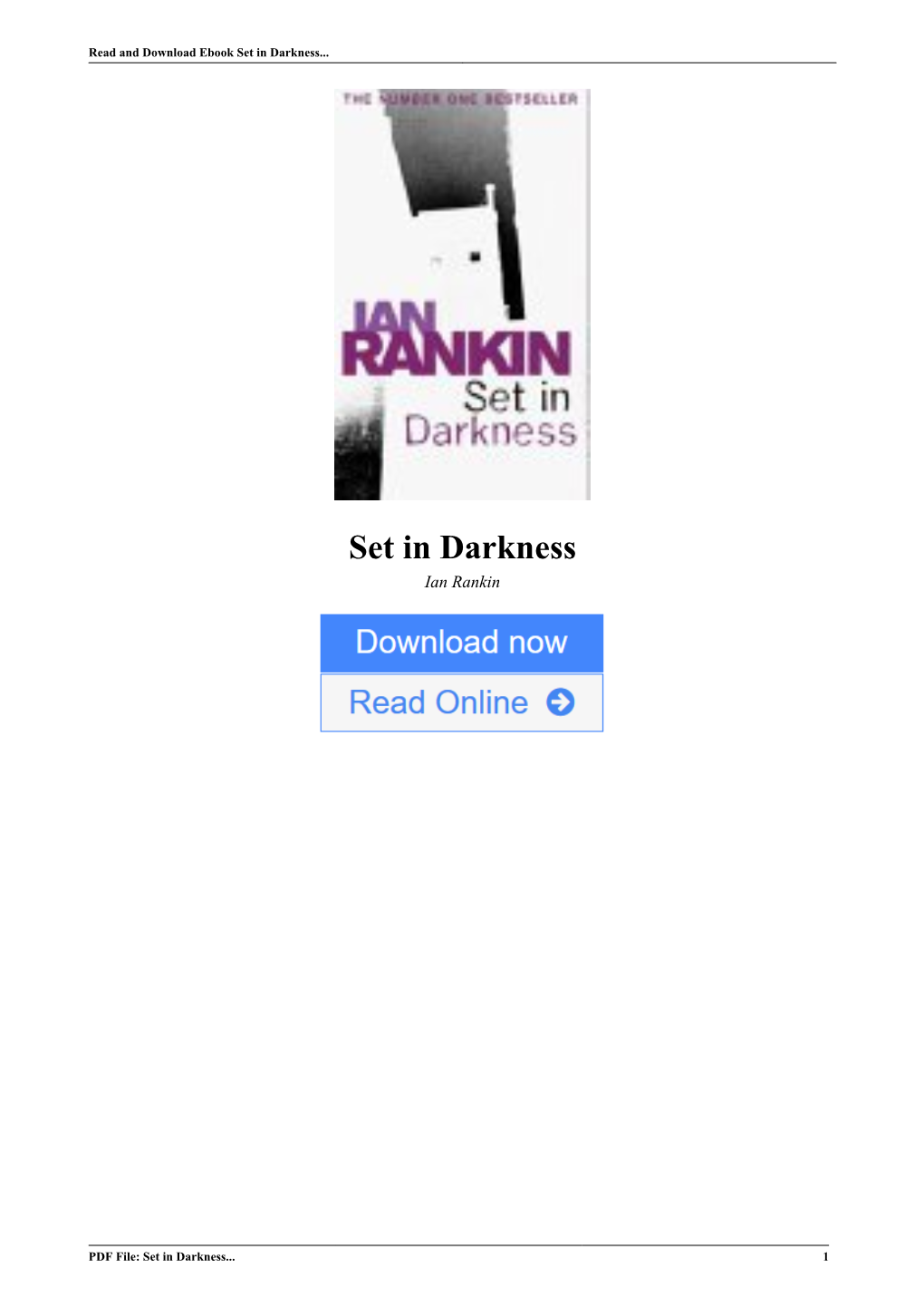 Set in Darkness by Ian Rankin