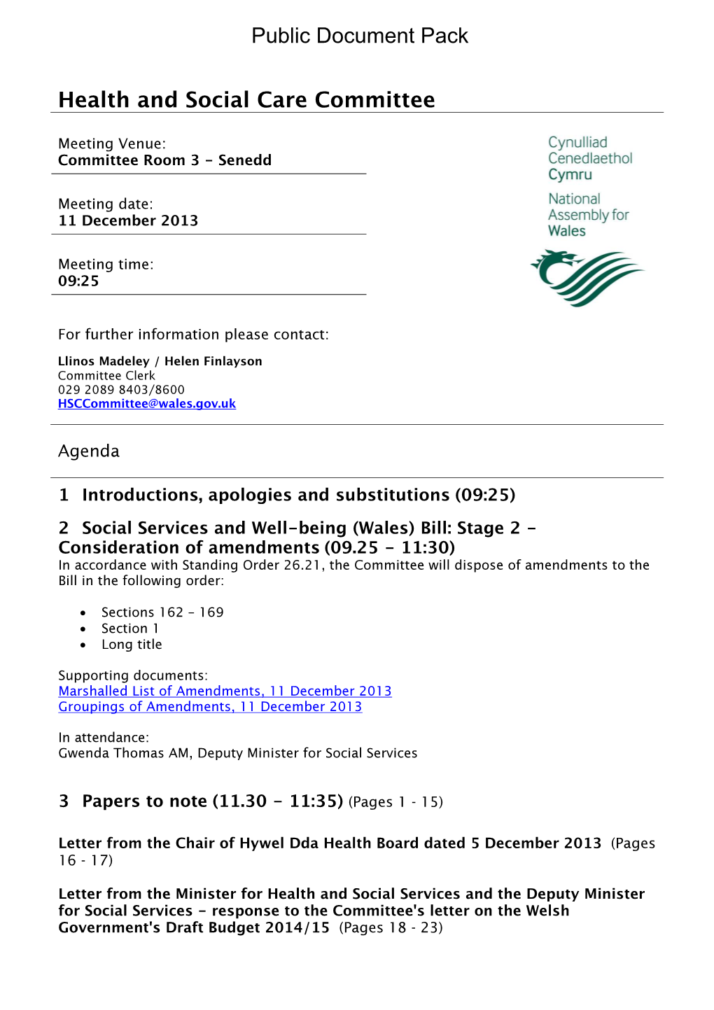 Health and Social Care Committee Public Document Pack