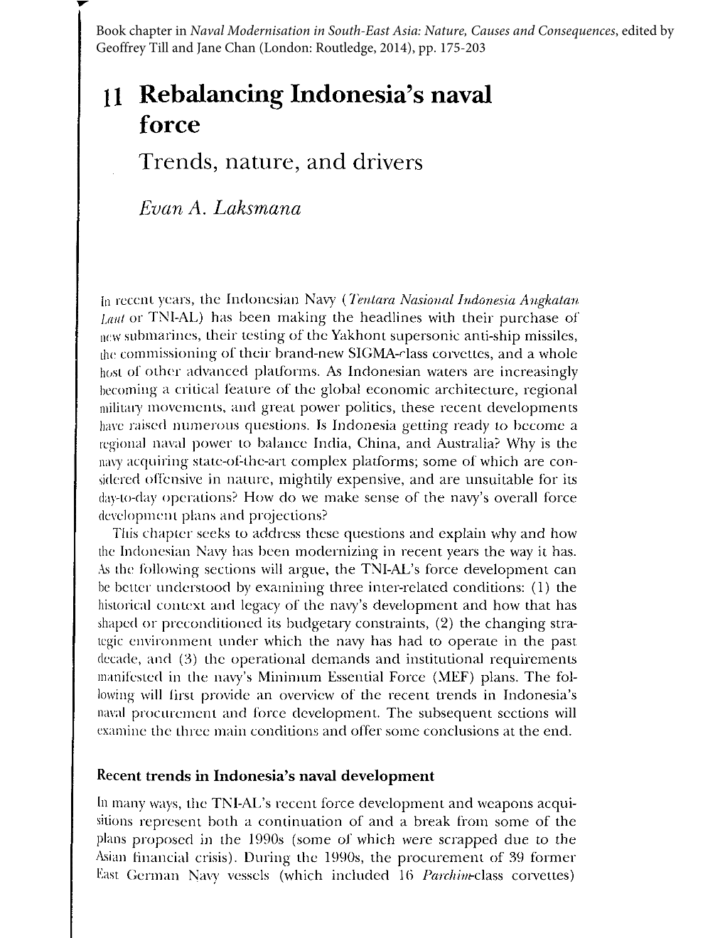 11 Rebalancing Indonesia's Naval Force Trends, Nature, and Drivers