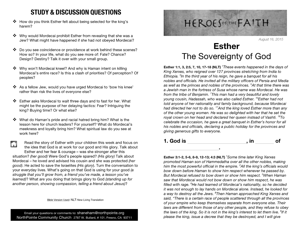 Esther the Sovereignty Of