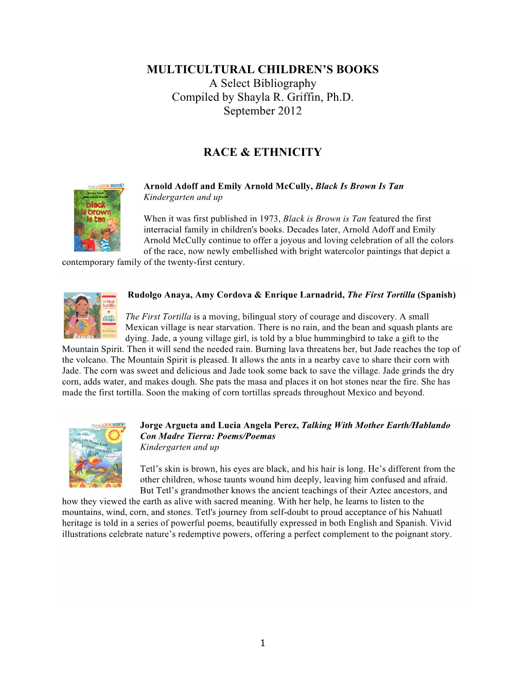 MULTICULTURAL CHILDREN's BOOKS a Select Bibliography