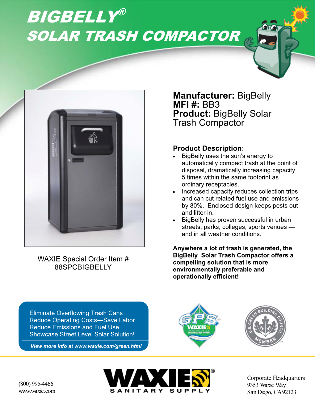 BB3 Product: Bigbelly Solar Trash Compactor