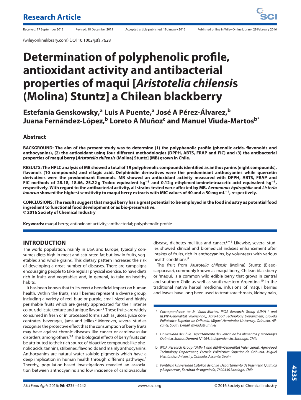 Determination of Polyphenolic Profile, Antioxidant Activity and Antibacterial