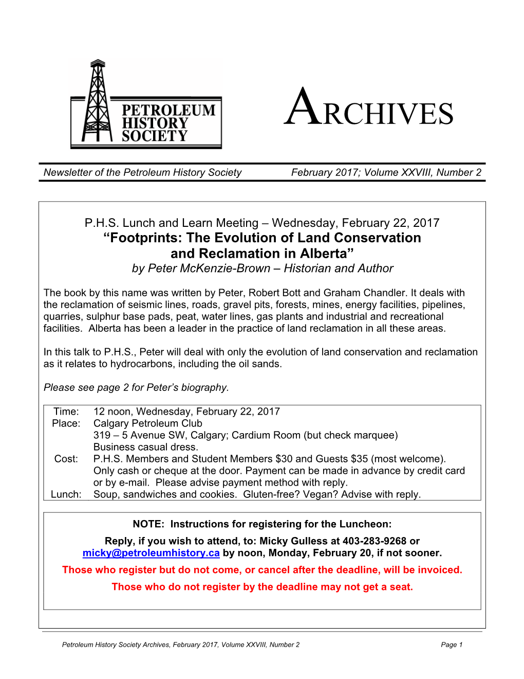 Archives Newsletter February 2017