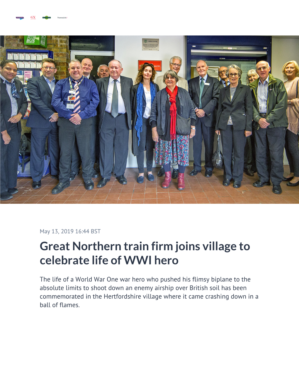 Great Northern Train Firm Joins Village to Celebrate Life of WWI Hero