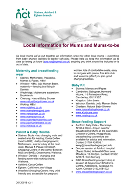 Local Information for Mums and Mums-To-Be