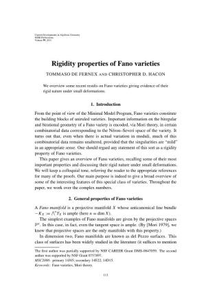 Rigidity Properties of Fano Varieties