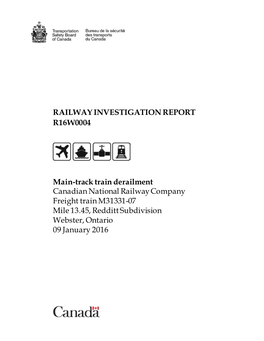 Railway Investigation Report R16w0004