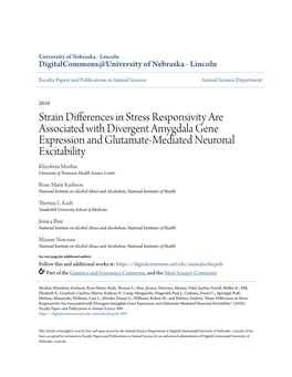 Strain Differences in Stress Responsivity Are Associated with Divergent Amygdala Gene Expression and Glutamate-Mediated Neuron