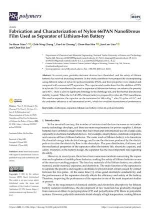 Fabrication and Characterization of Nylon 66/PAN Nanofibrous Film