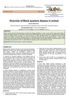 Overview of Black Quarters Disease in Animal