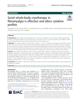 Serial Whole-Body Cryotherapy in Fibromyalgia Is Effective and Alters