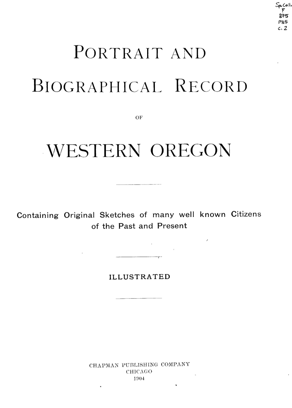 Portrait and Biographical Record Of